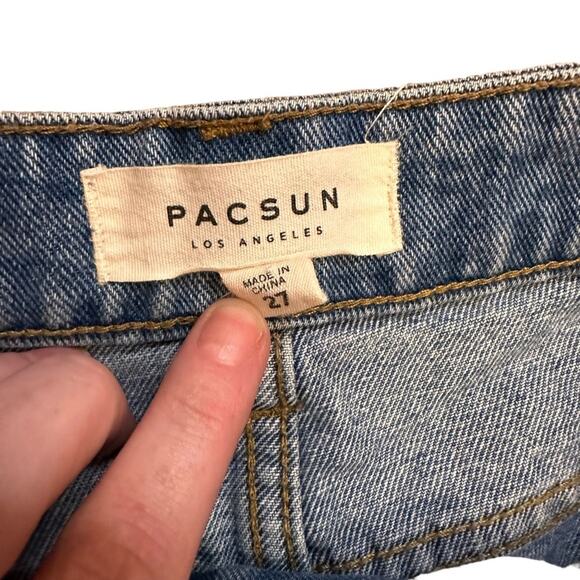 Pacsun Denim Cutoff Mini Skirt with Floral Embroidered Applique 27 - Picture 6 of 7